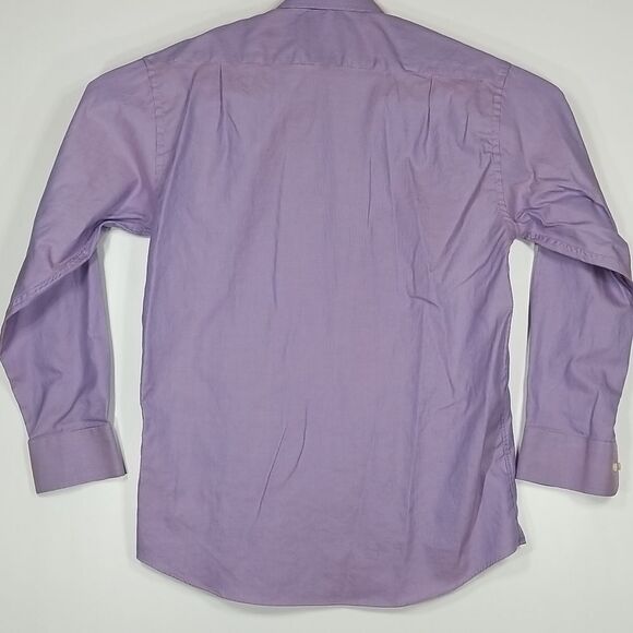 Marks & Spencer Shirt Men's Button Down 15.5 Long Sleeve Purple 100% Cotton - Picture 8 of 10